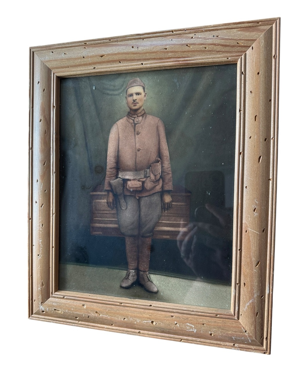 Military Soldier Portrait Print 8x10 Photo Rustic Wood Frame